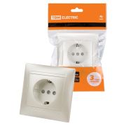 Розетка 2П+З 16А 250В с защитными шторками  перламутр «Лама» TDM