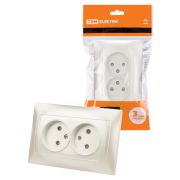 Розетка двойная 2П 10А 250В с защитными шторками  перламутр «Лама» TDM