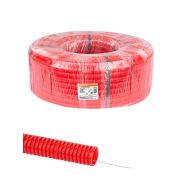 Труба гофрированная ПНД безгалогенная (HF) d 32 с зондом (50 м) легкая 350Н красная TDM