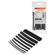 Набор трубок термоусаживаемых, не поддерживающих горение, клеевых, 8 типоразмеров, длиной 10 см ТТкНГ(3:1) «Моноцвет-диапазон, черный TDM»