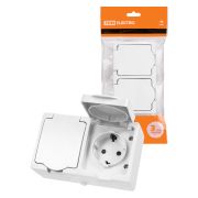Розетка двойная 2П+З (горизонтальная) открытой установки IP54 16А белая «Вуокса» TDM