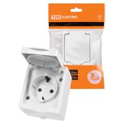 Розетка 2П+З открытой установки IP54 16А белая «Вуокса» TDM