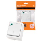 Переключатель на 2 направления 1-кл. с подсветкой открытой установки IP54 10А белый «Вуокса» TDM