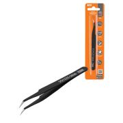 Пинцет прецизионный изогнутый 110 мм, острое жало, нерж., антистатич. покр., блистер, «Рубин» TDM