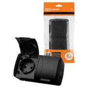 Розетка двойная 2П+3 открытой установки IP54 16А с крышкой графит «Селигер» TDM