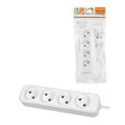 Удлинитель 4 гнезда, 3 метра, б/з, 10 А, 2300 Вт, белый, НАРОДНЫЙ У-42016 (Ун 420-0001)