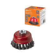 Щетка для УШМ «чашка», 75 мм, гайка М14, плетеные пучки стальной проволоки d 0,5 мм, «Рубин», TDM